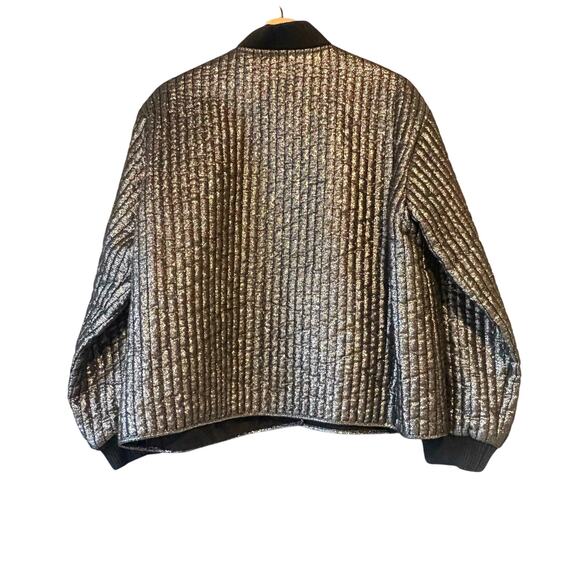 The Great. The Quilted Metallic Bomber Jacket Size 3 or US Size Large - Picture 6 of 7